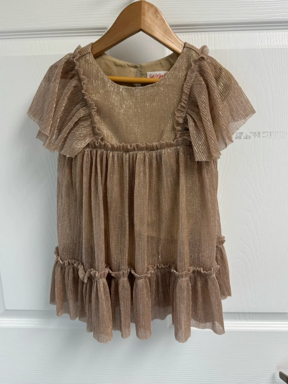 Cat & Jack Shimmery Taupe Ruffle Dress Girls 2T‎ - Picture 5 of 13